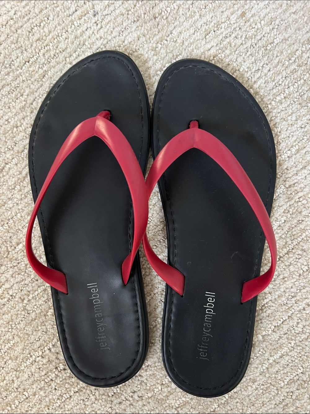 Jeffrey Campbell Black Sandals with Red Straps size 7